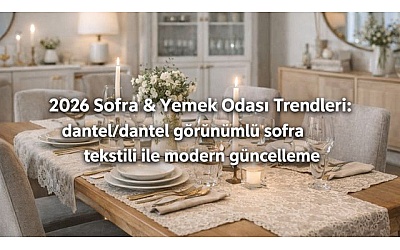 2026 Sofra & Yemek Odası Trendleri: dantel/dantel görünümlü sofra tekstili ile modern güncelleme